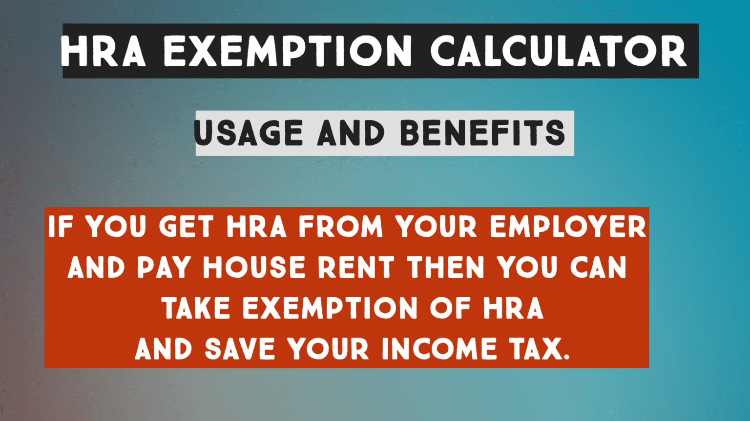 HRA Exemption Calculator For Income Tax: Benefits, Calculation, And ...