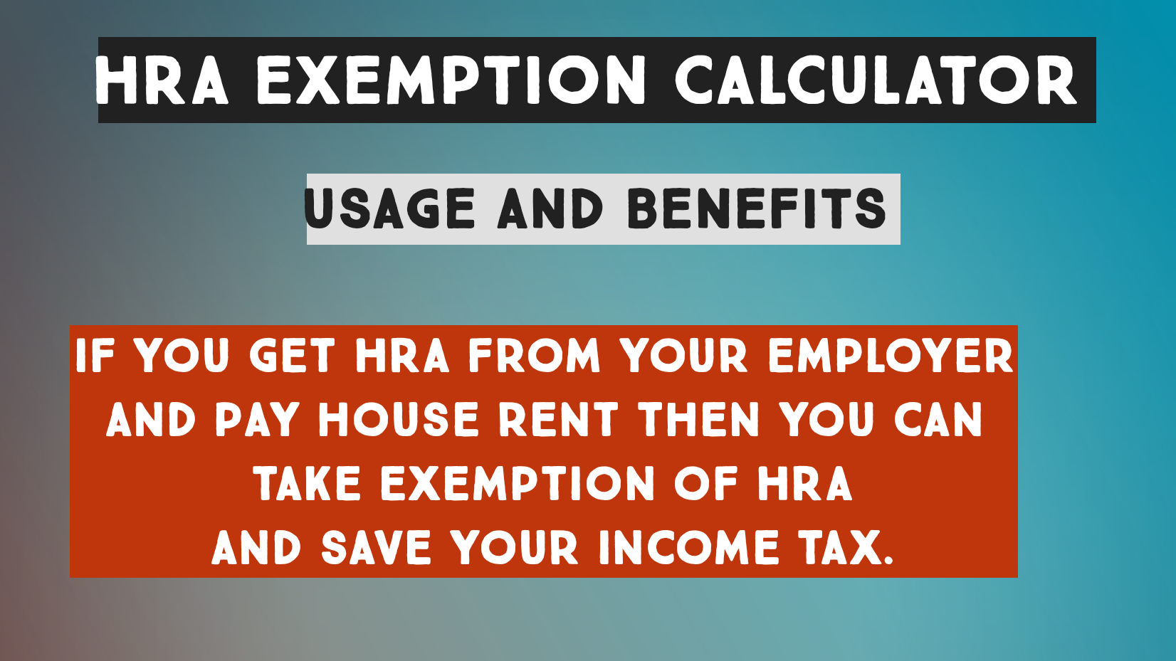 HRA Exemption Calculator For Income Tax Benefits Calculation And 